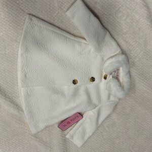 White Faux Fur Collar Coat